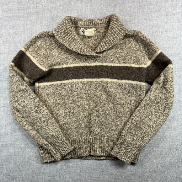 VTG 70s Winona Knits Wool Knit Sweater Women Small (tag M) Brown Stripe Cottage